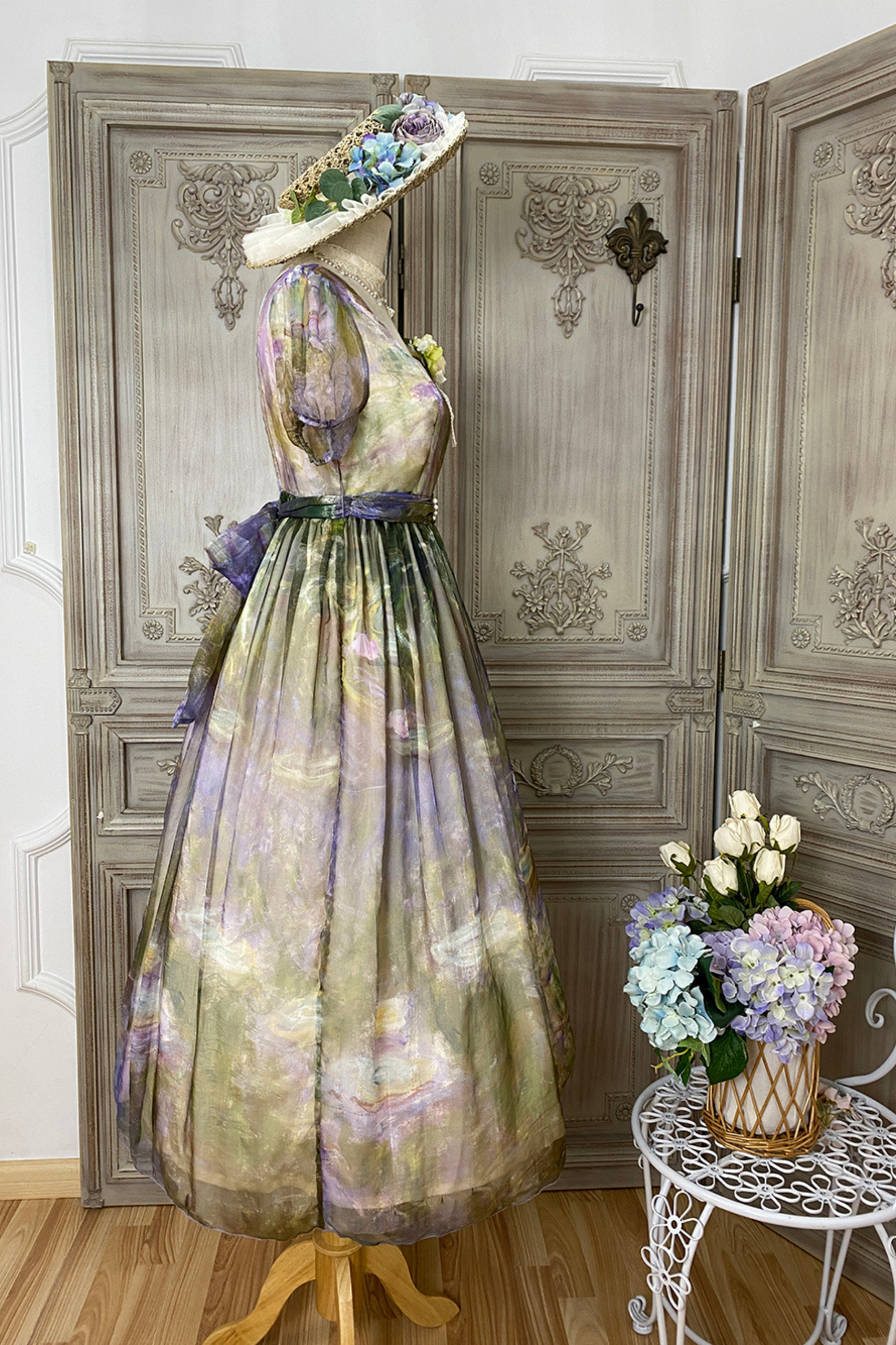 マーブルアートハイウエストマークロリータドレス