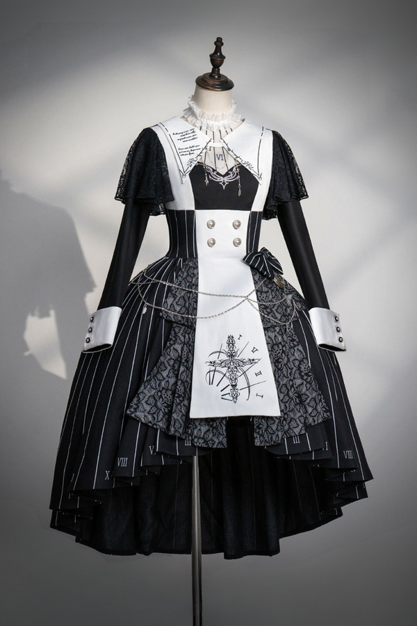 【2月26日予約締切】ゴシックエンブロイダリーストライプ懐中時計シスタードレスフルセット＋ヘッドドレス