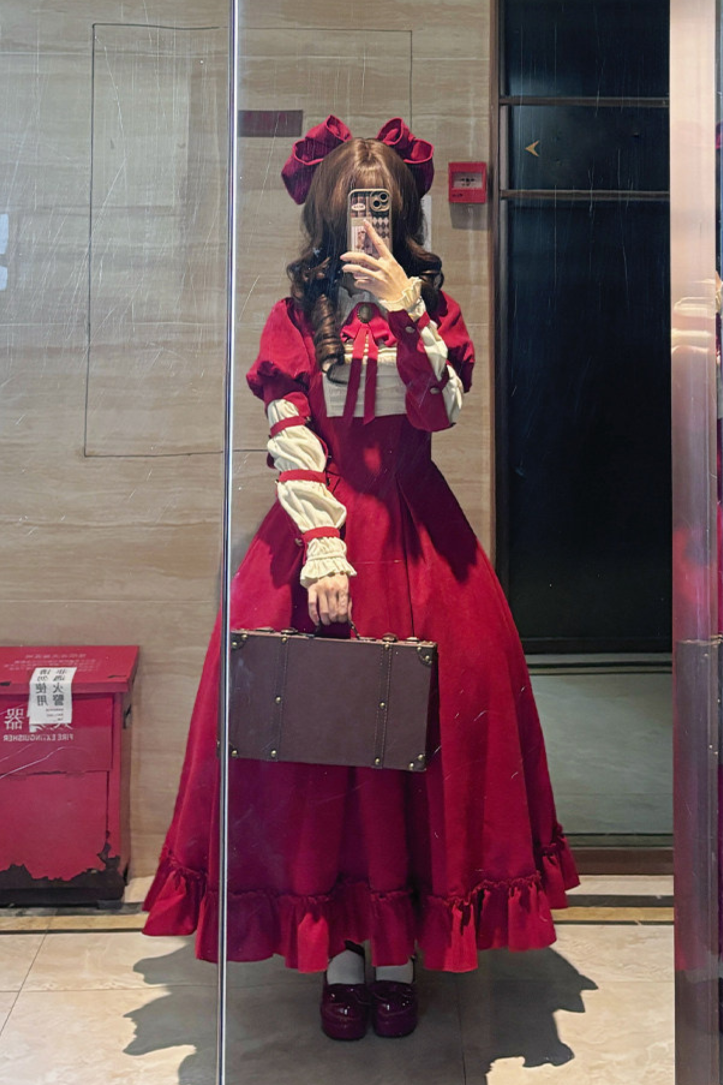 レースラッフルロリータドレス+リボン