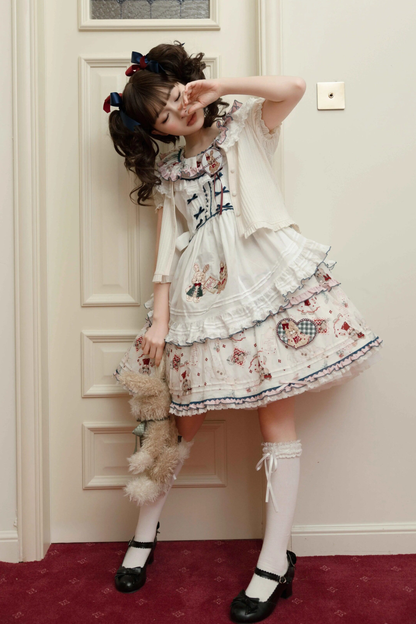 Retro Bear Puff Sleeve Dress + Sleeveless Dress