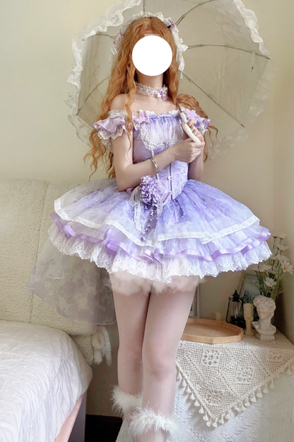 【予約商品】バレエスタイルエレガントドレス+ハット+ヘアバンド+リボンテール