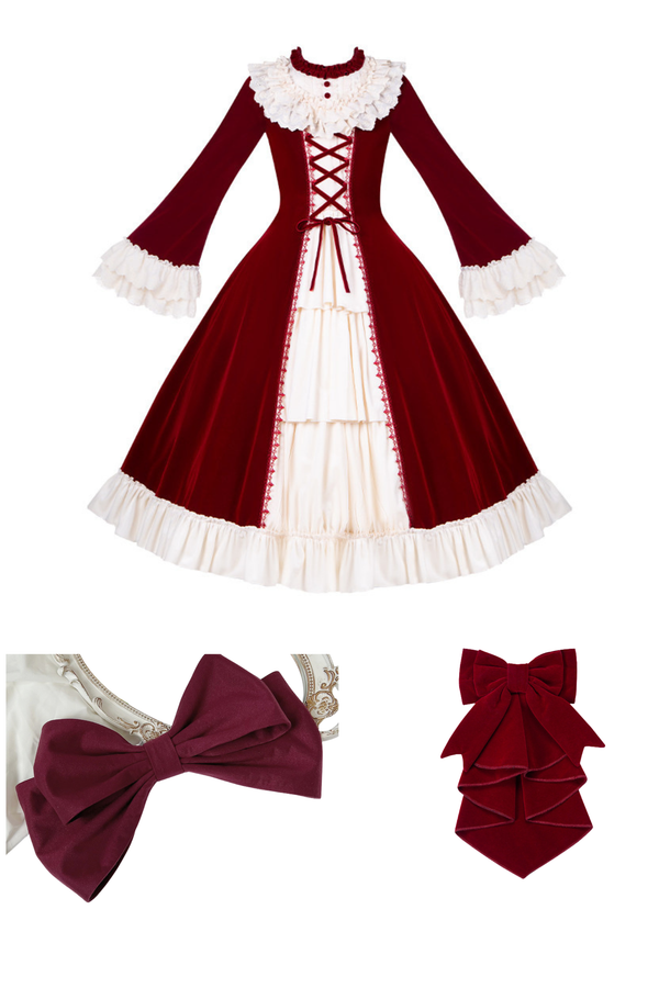 クラシカルエレガントドレス+カラー+リボン+ハット