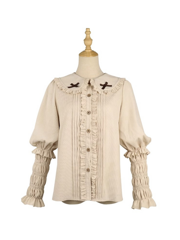 Cat detective skirt + ruffle blouse + belt + ear hat + shawl