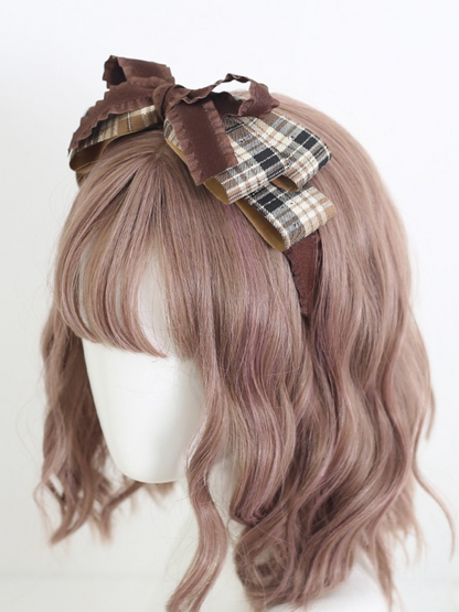 Lolita ribbon wool check catsuit