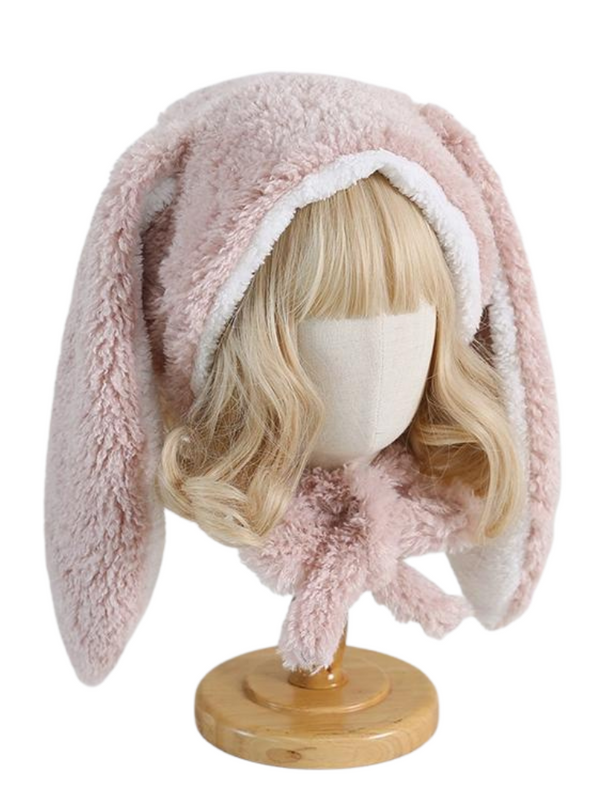 Lolita Long Bunny Fur Snow Hat