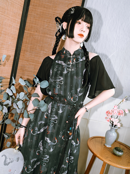 Retro Dark Long Chinese Dress