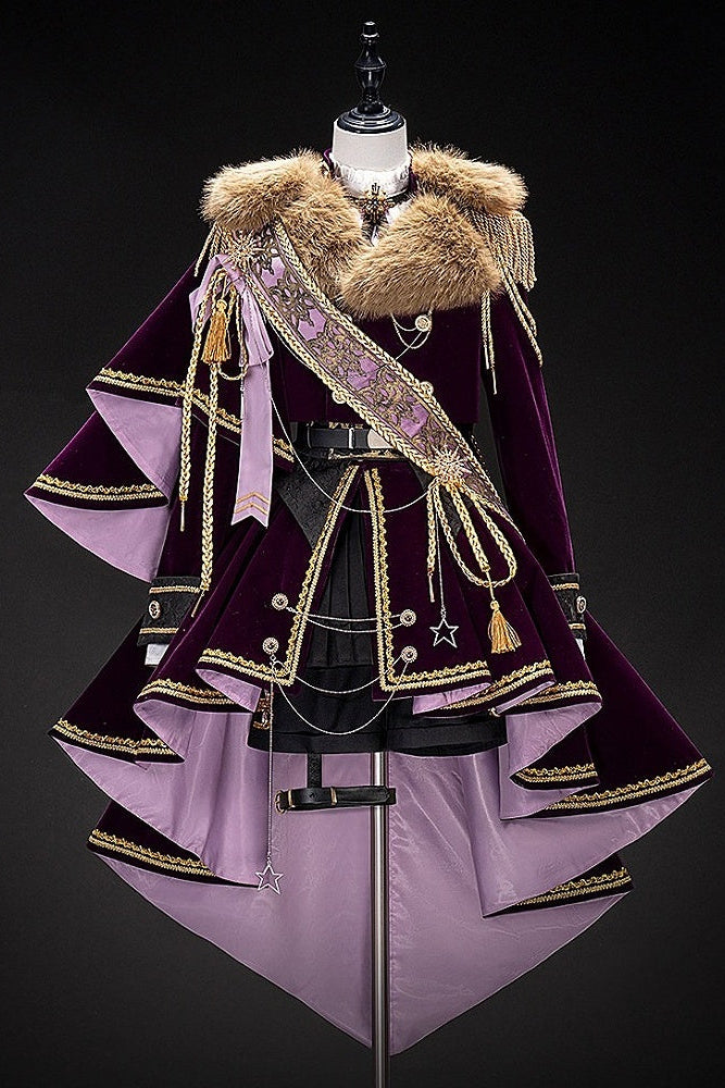 [Pre-order Deadline: December 7] Purple & Gold Royal Prince-Style Military Lolita Coordinated Outfit 1/2 + Full Set, Ouji Fashion
