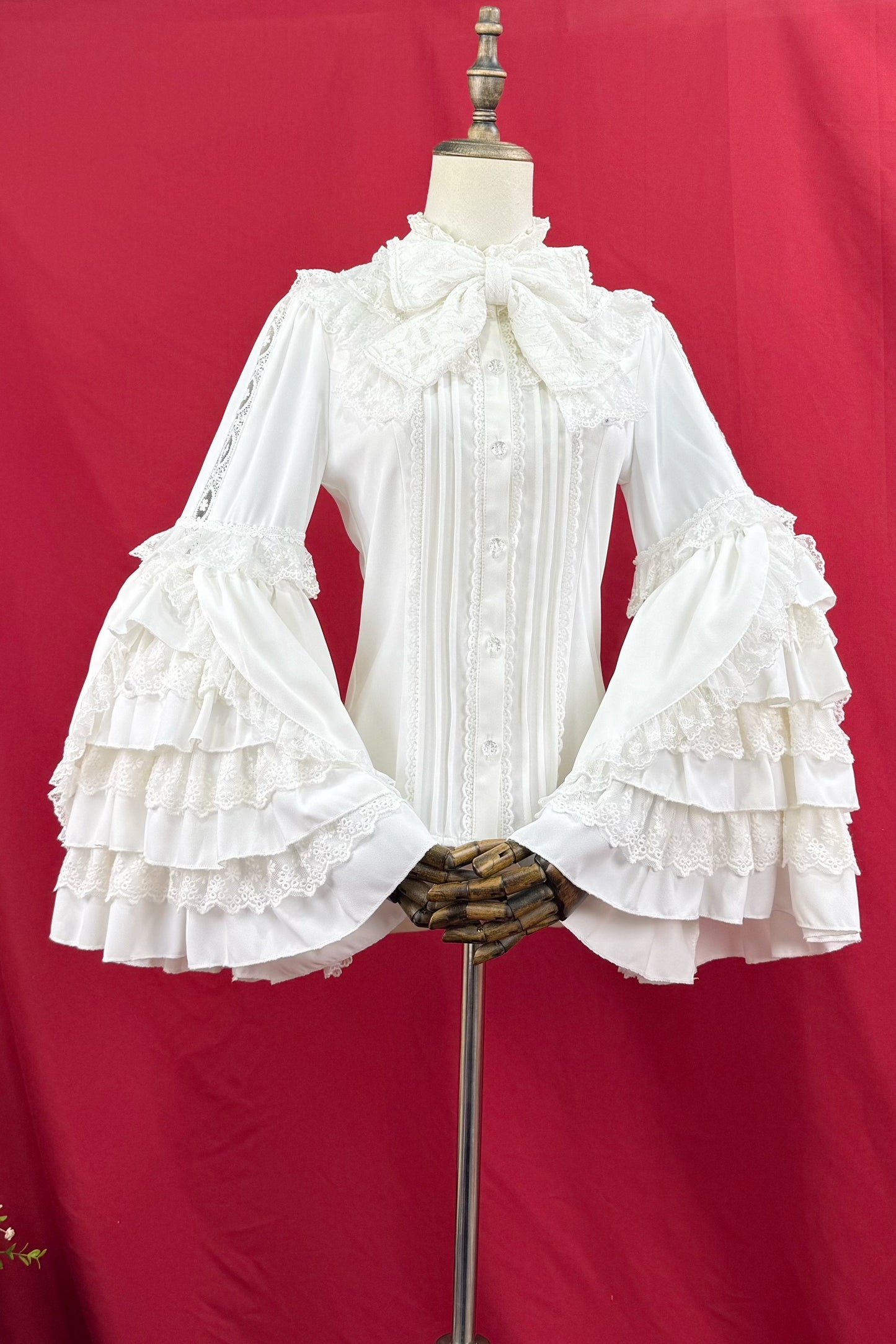 [Reservations] Frilled Stand Collar Lace Princess Sleeve Vintage Classic Ribbon Blouse