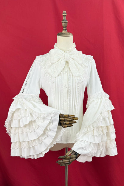 [Reservations] Frilled Stand Collar Lace Princess Sleeve Vintage Classic Ribbon Blouse