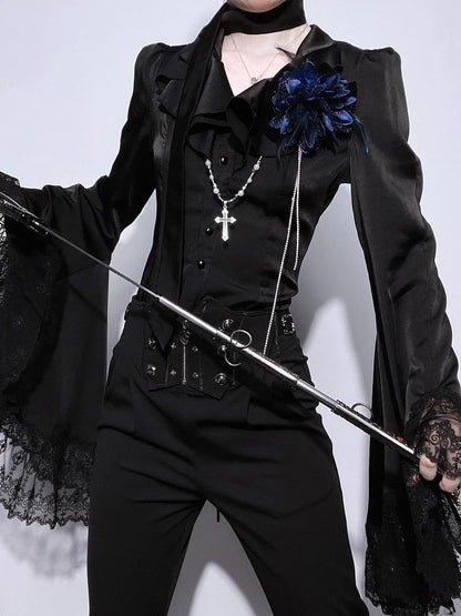 【12月20日予約締切】バタフライシャドースタンドカラーゴシックエレガントプリンスシャツ