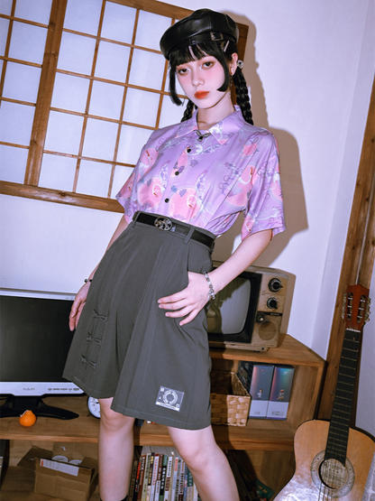 Chinese design tag half pants