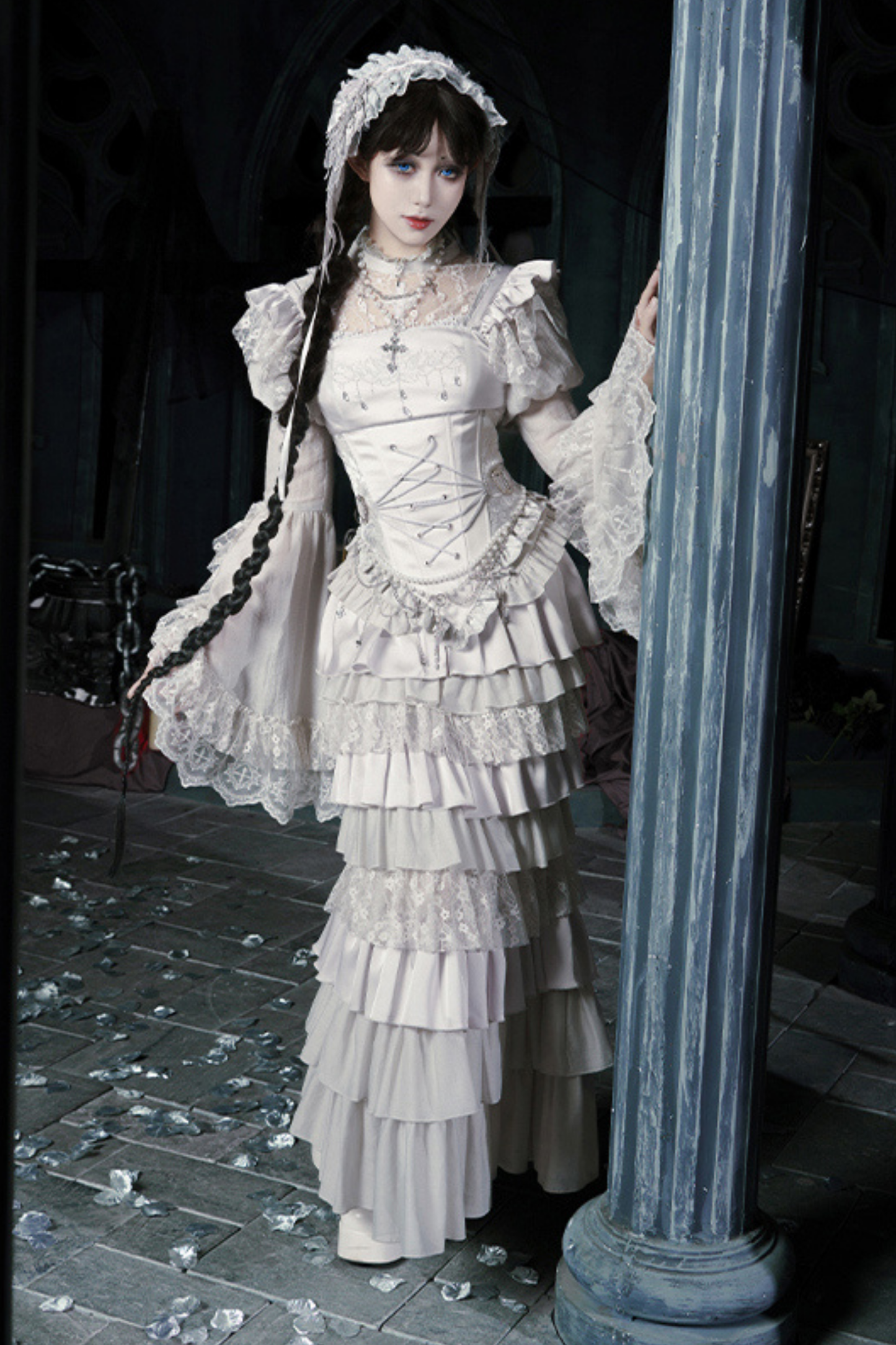 ゴシックロリータスカート+コルセット+ベール+ネックレス+ウエストチェーン