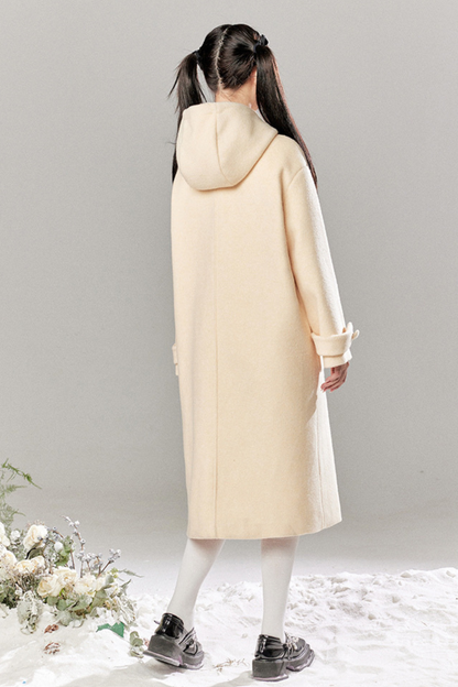 French Single Brest Food Long Wool Coat