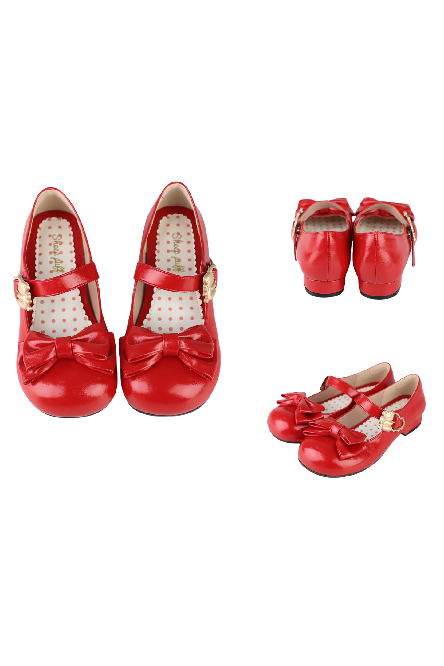 Glossy Sheep Bowknot Shoes