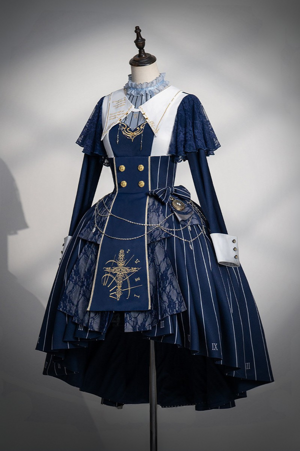 【2月26日予約締切】ゴシックエンブロイダリーストライプ懐中時計シスタードレスフルセット＋ヘッドドレス