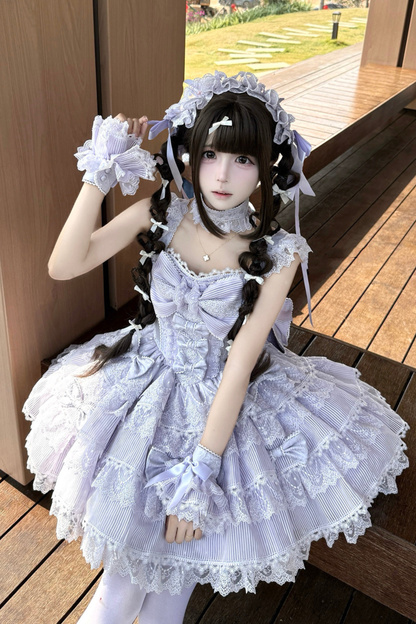 【予約商品】プリンセスバレエケーキロリータドレス+ヘアバンド+ネックレス+スリーブ+テール