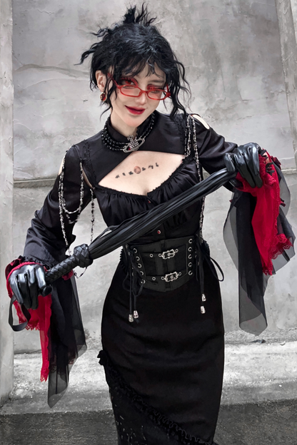 ダークフラワーゴシックロリータセットアップ