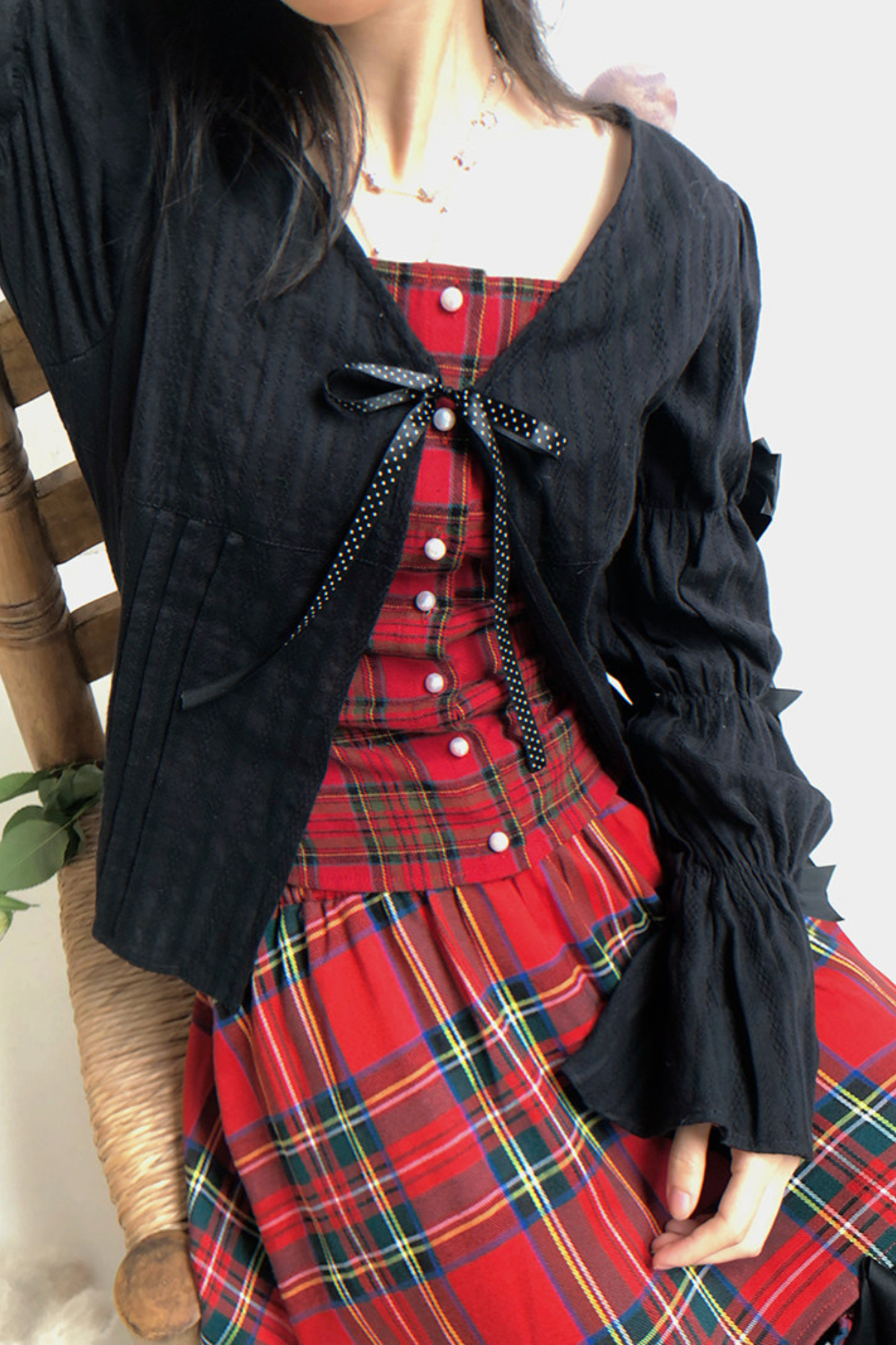 Polka Dot Plaid Blouse