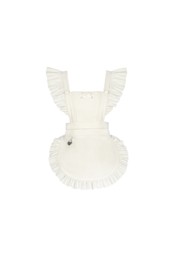 Twin Ruffle Maid Lolita Dress + Apron + Choker + Headband + Ribbon + Leg Covers