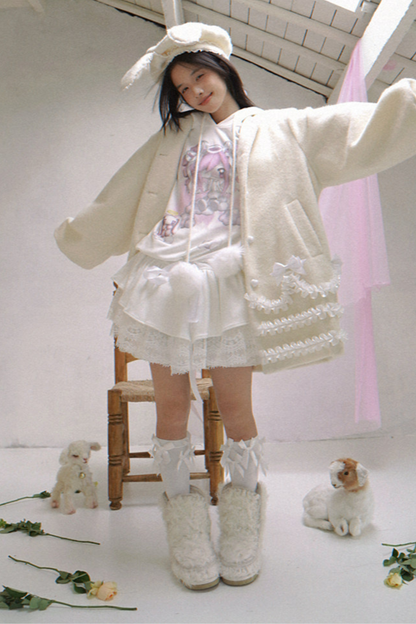 レースラビットイヤーベレー帽