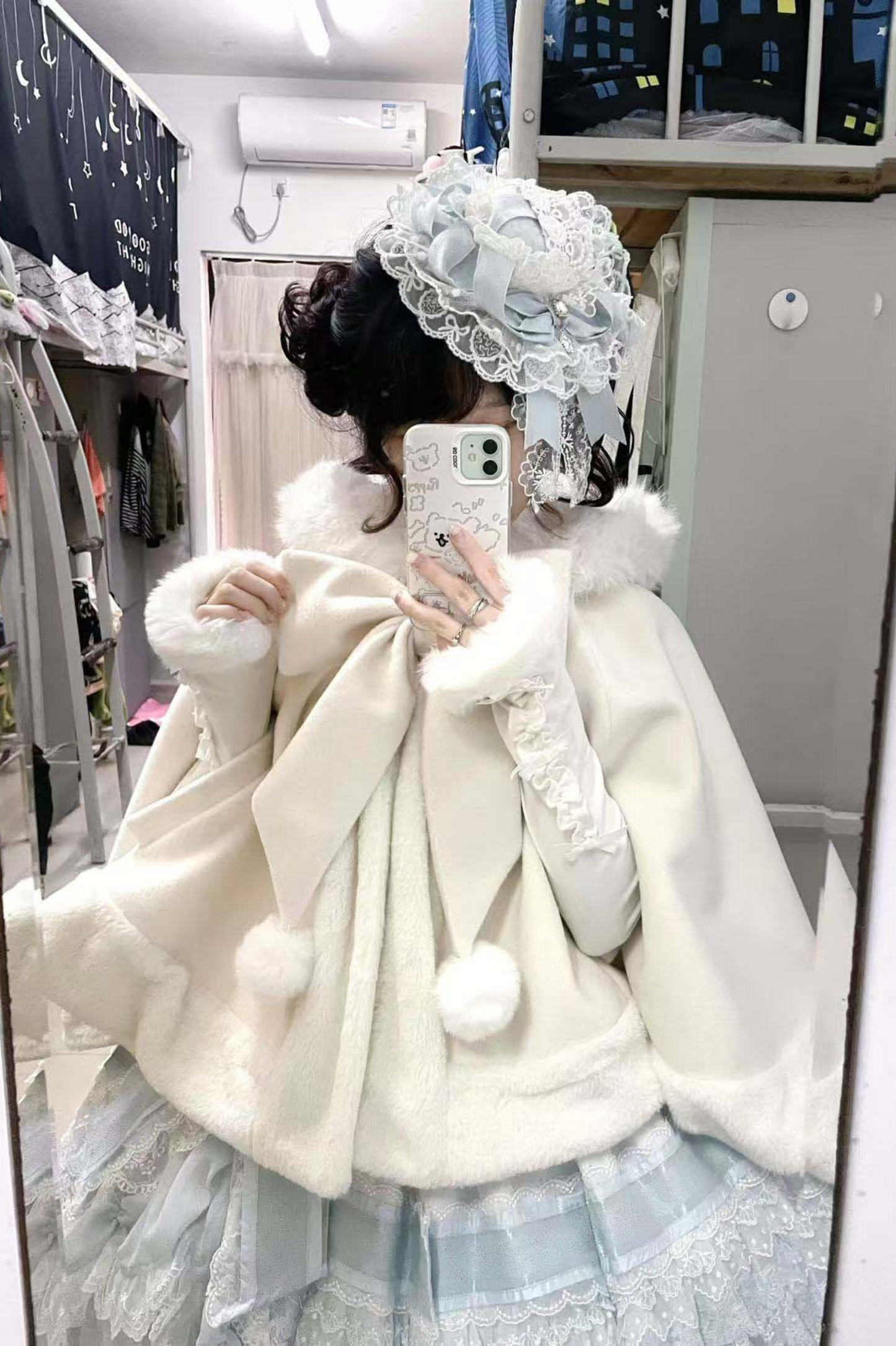 ファーバニーフードマント