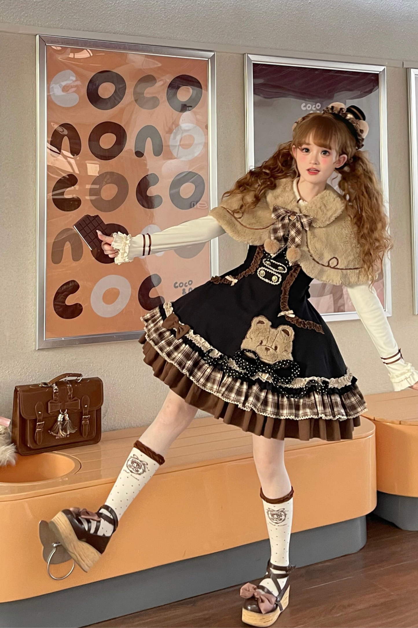 Bear Lolita Jumper Skirt + Top + Cape + Hat