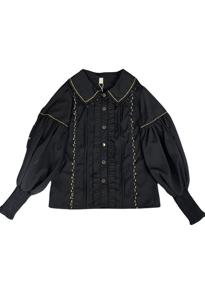 Retro Chic Lolita Shirt + Lace-up High Waist Lolita Skirt