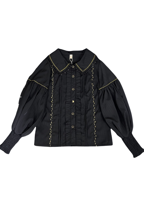 Retro Chic Lolita Shirt + Lace-up High Waist Lolita Skirt