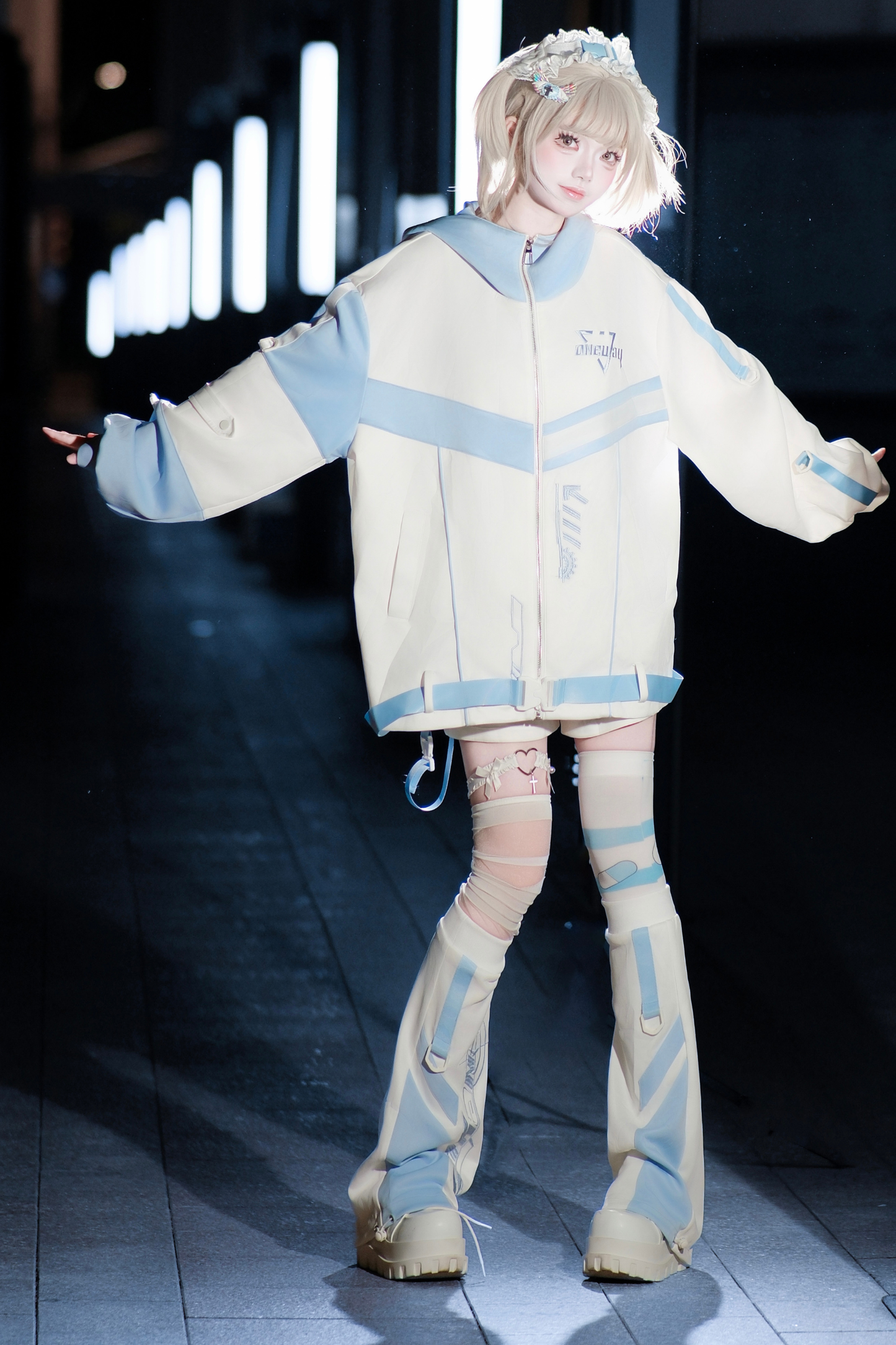 サブカルサイバージャケット+ショートパンツ+レッグカバー