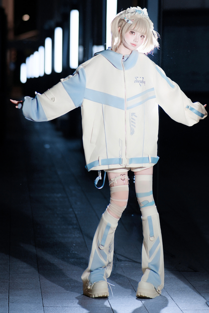 サブカルサイバージャケット+ショートパンツ+レッグカバー