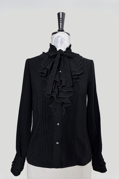 [Preordine entro il 22 novembre] Camicia con colletto a punta gotica elegante Butterfly Bone + Camicia con volant e nastro