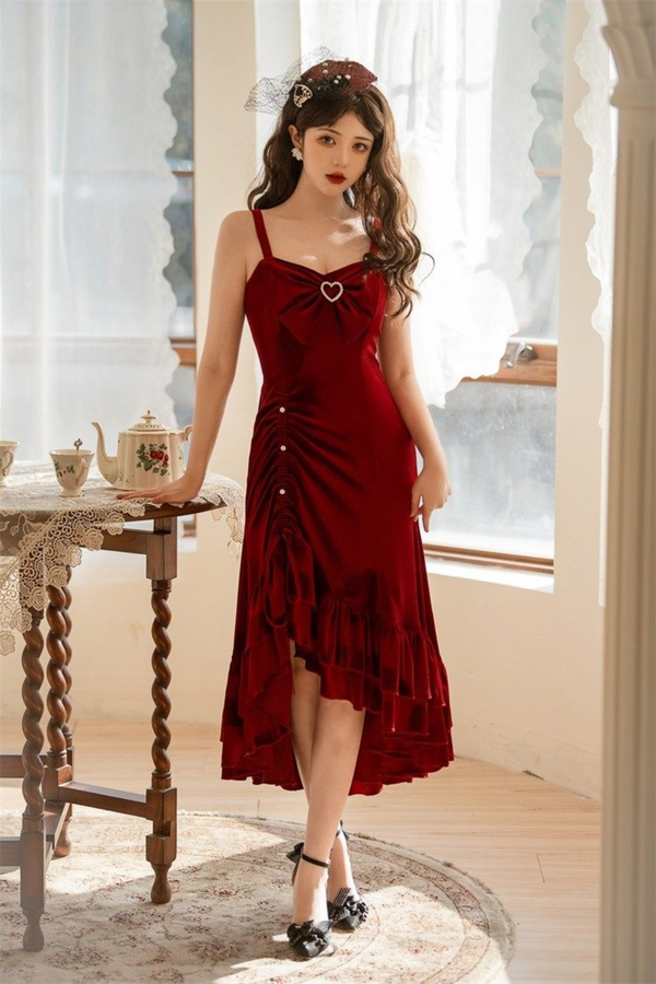 Mermaid Asymmetrical Camisole Dress + Ribbon Jacket