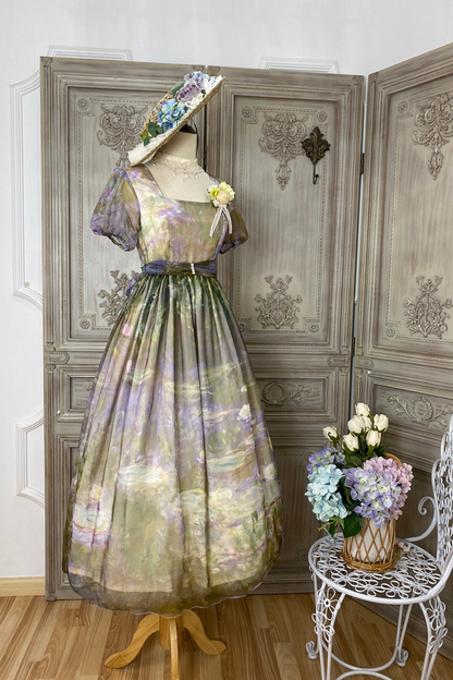 マーブルアートハイウエストマークロリータドレス