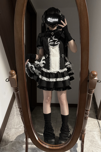 パフスリーブエレガントゴシックスタイルトップス+パンツ