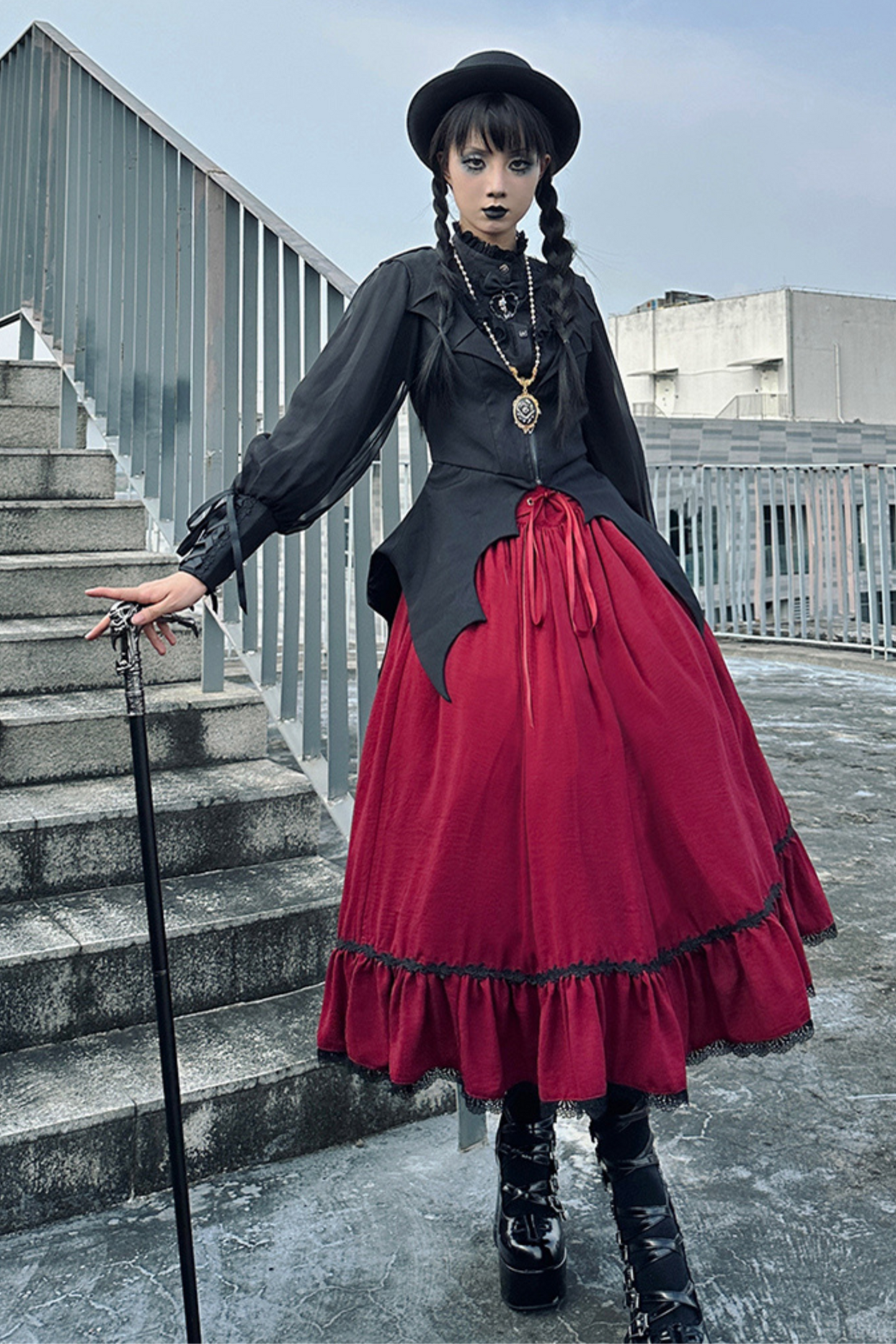 Sketch Wild Rose Elegant Herringbone Lolita Skirt