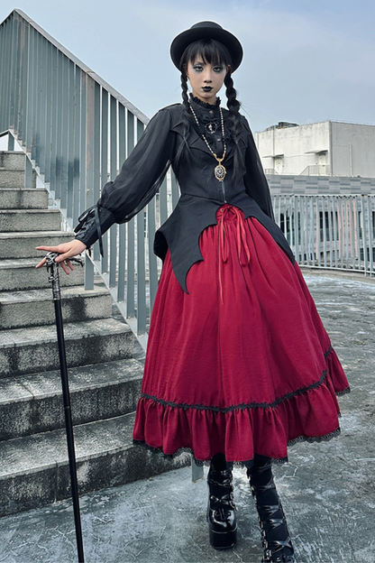 Sketch Wild Rose Elegant Herringbone Lolita Skirt