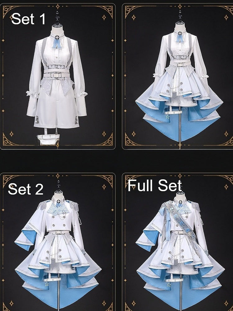 【12月7日予約締切】Light Blue & White Royal Prince-Style Military Lolita Set 1/2 + Full Set Ouji Fashion