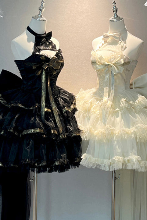 Ribbon Halter Neck Slim Lolita Dress