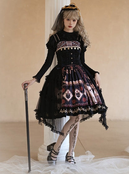 With Puzi Original Design Kula Print Suspender Dress + Lace Skirt