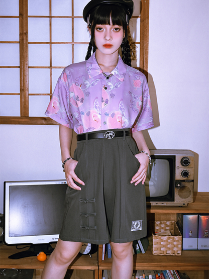 Chinese design tag half pants