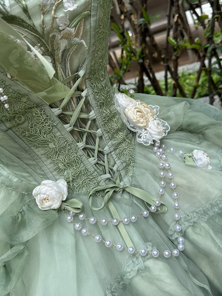 [Order Deadline: April 5] Green Fairy Wizard Floral Lolita Dress + Full Set + Accessories