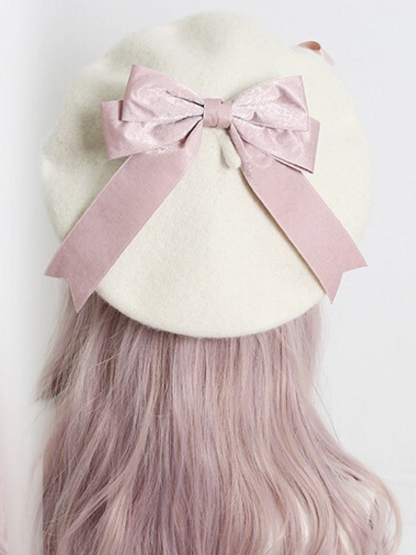 Girly Ribbon Pompom Beret