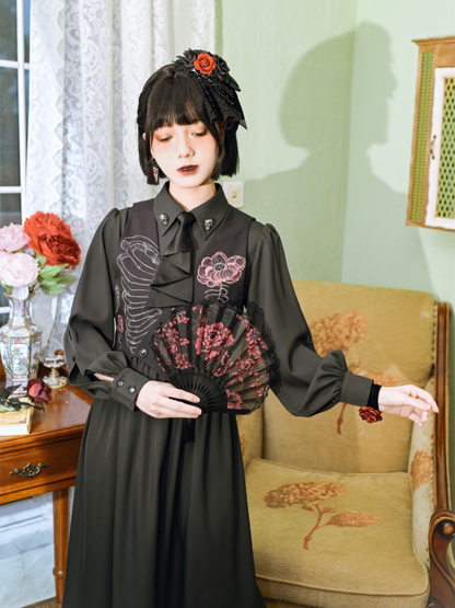 Weard House Flower Born Dark Style Best+Long Dress