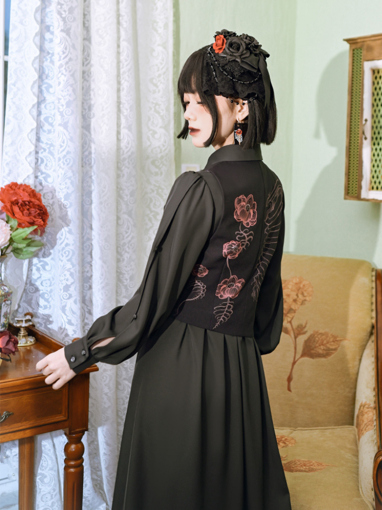 Weard House Flower Born Dark Style Best+Long Dress