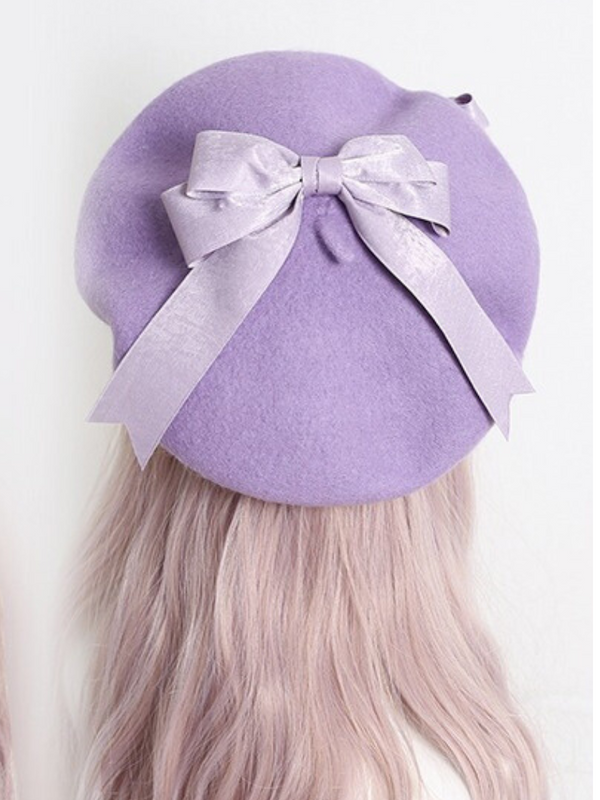 Girly Ribbon Pompom Beret