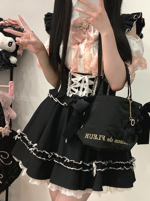 地雷レースアップサマートップス