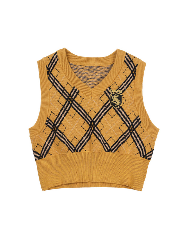 クラスコスプレチェックVネックショートニットベスト