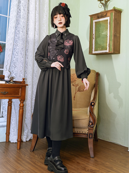 Weard House Flower Born Dark Style Best+Long Dress