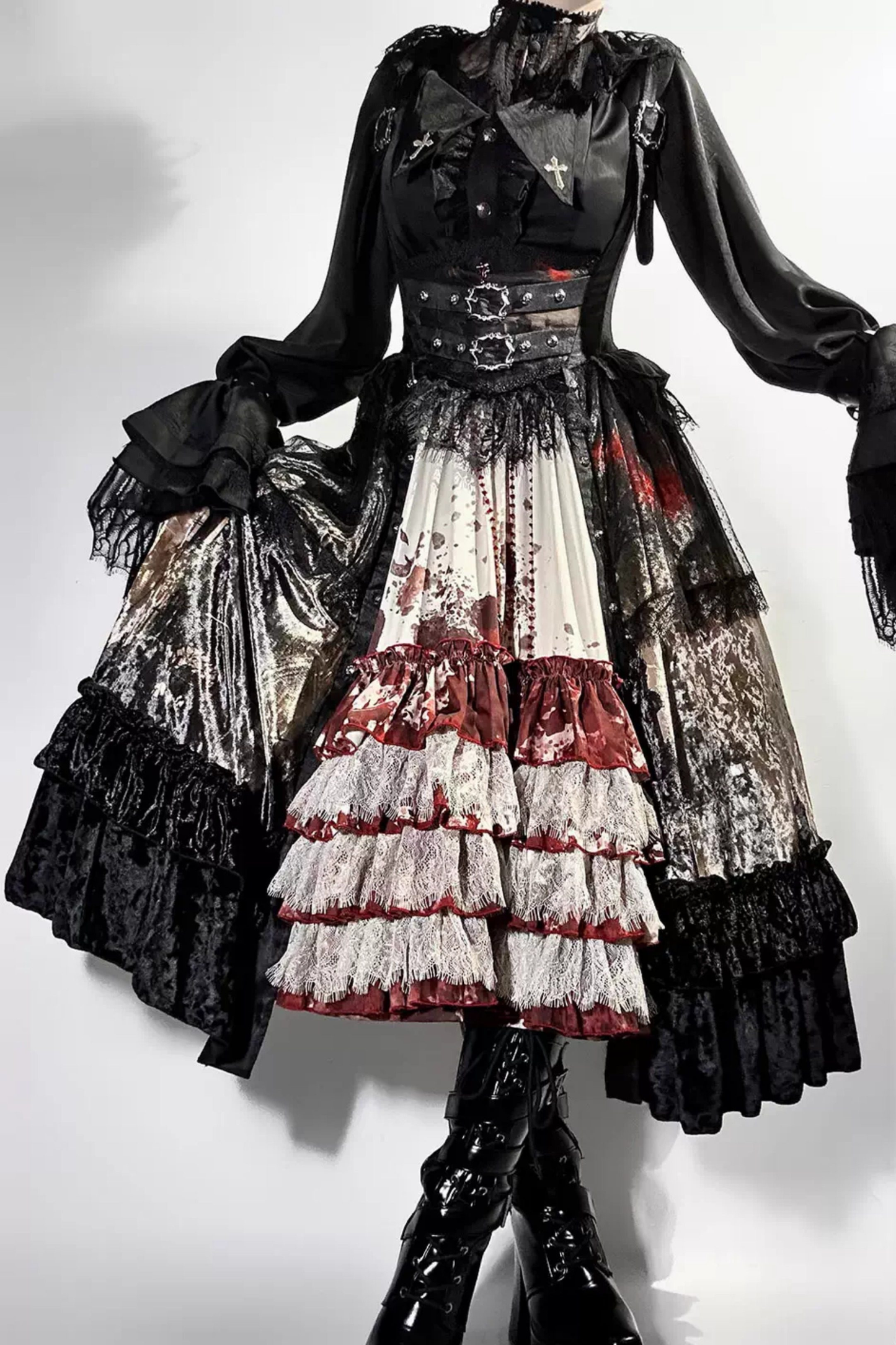 ゴシックロリータダークジャンパースカート+シャツ
