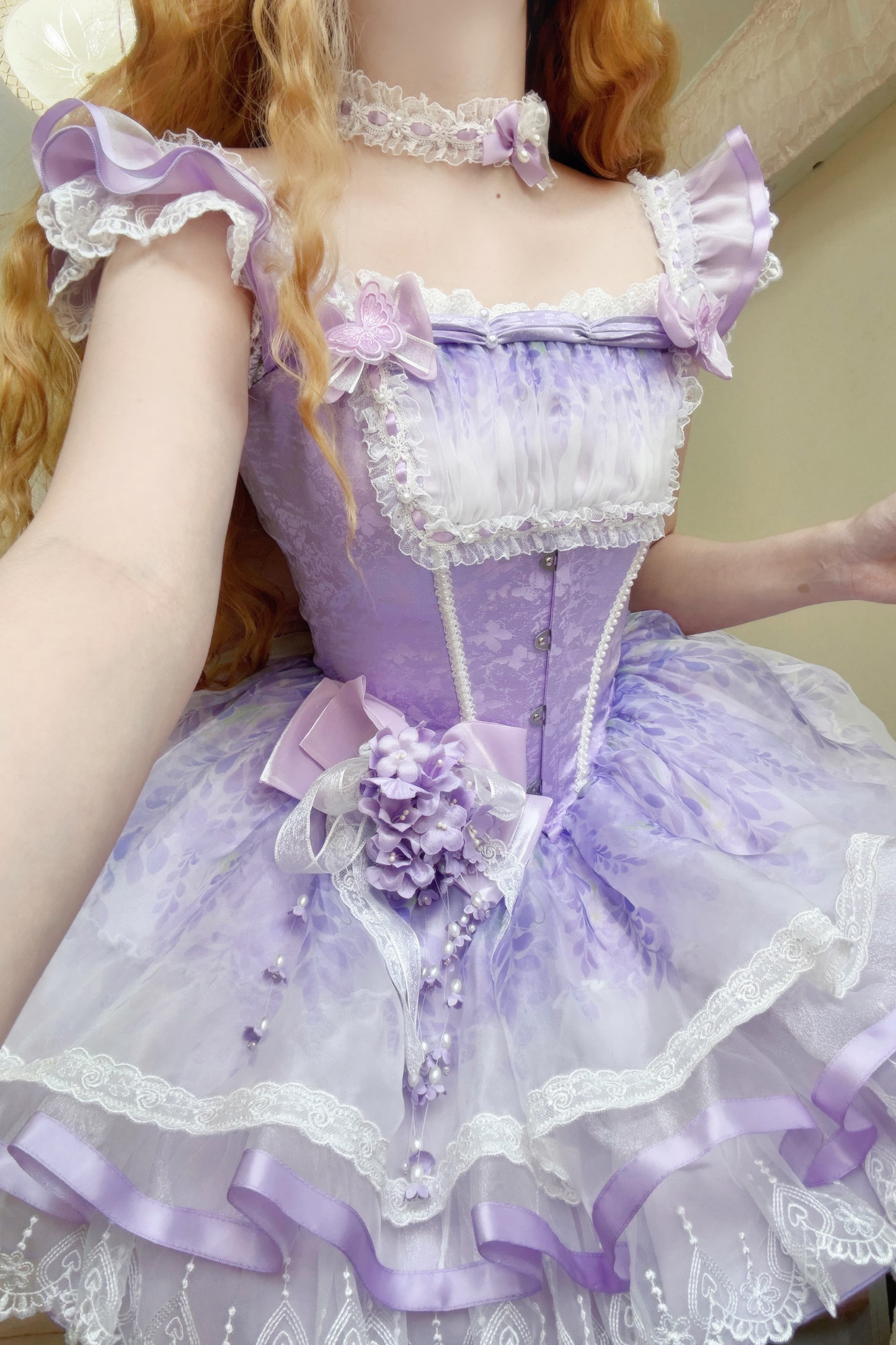 【予約商品】バレエスタイルエレガントドレス+ハット+ヘアバンド+リボンテール